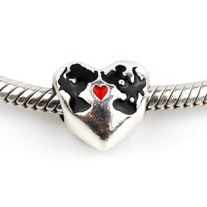 PANDORA Disney, Minnie & Mickey Kiss Heart Charm - 791443ENMX